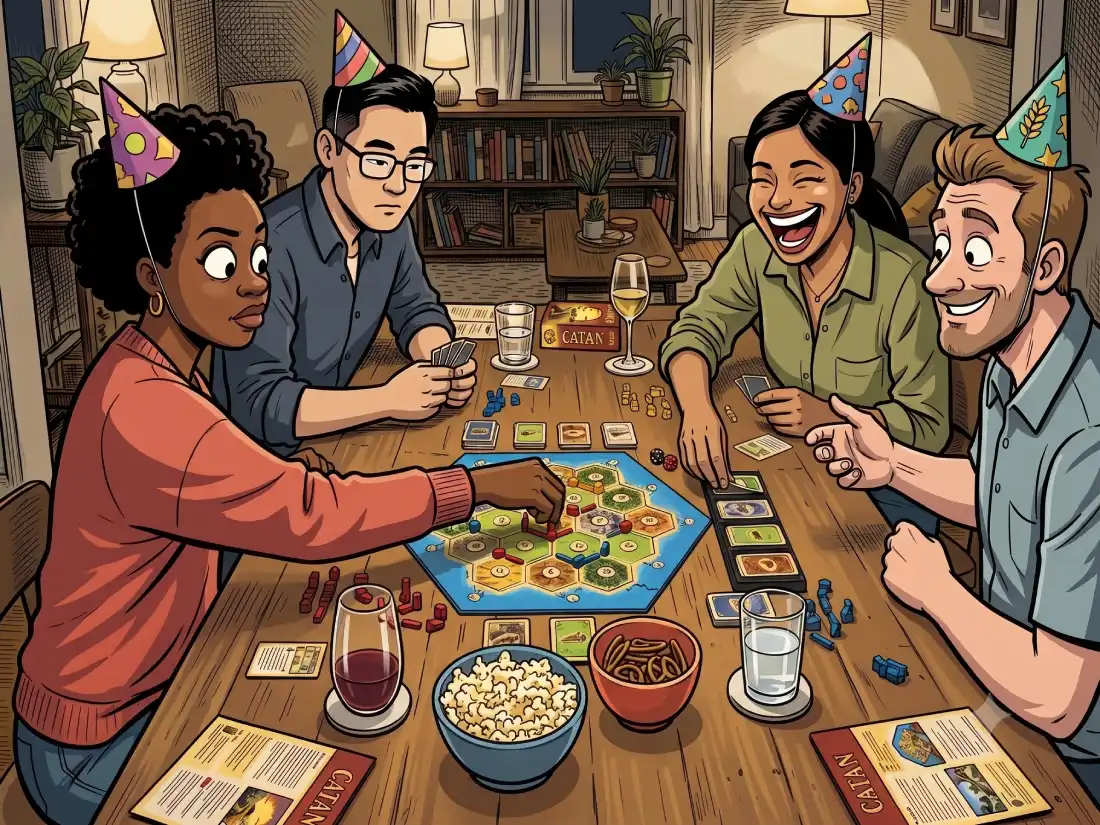 friends playing catan